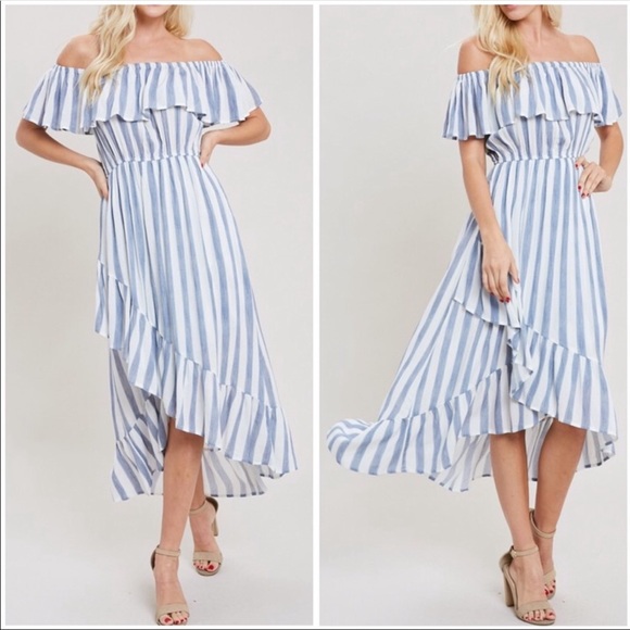 Fernweh Boheme Dresses & Skirts - 🆕 FERNWEH BOHEME STRIPE RUFFLE HIGH LOW DRESS